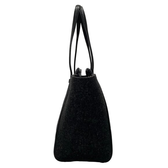 Auth Salvatore Ferragamo Amy Black Wool Leather Handbag - Picture 5 of 16